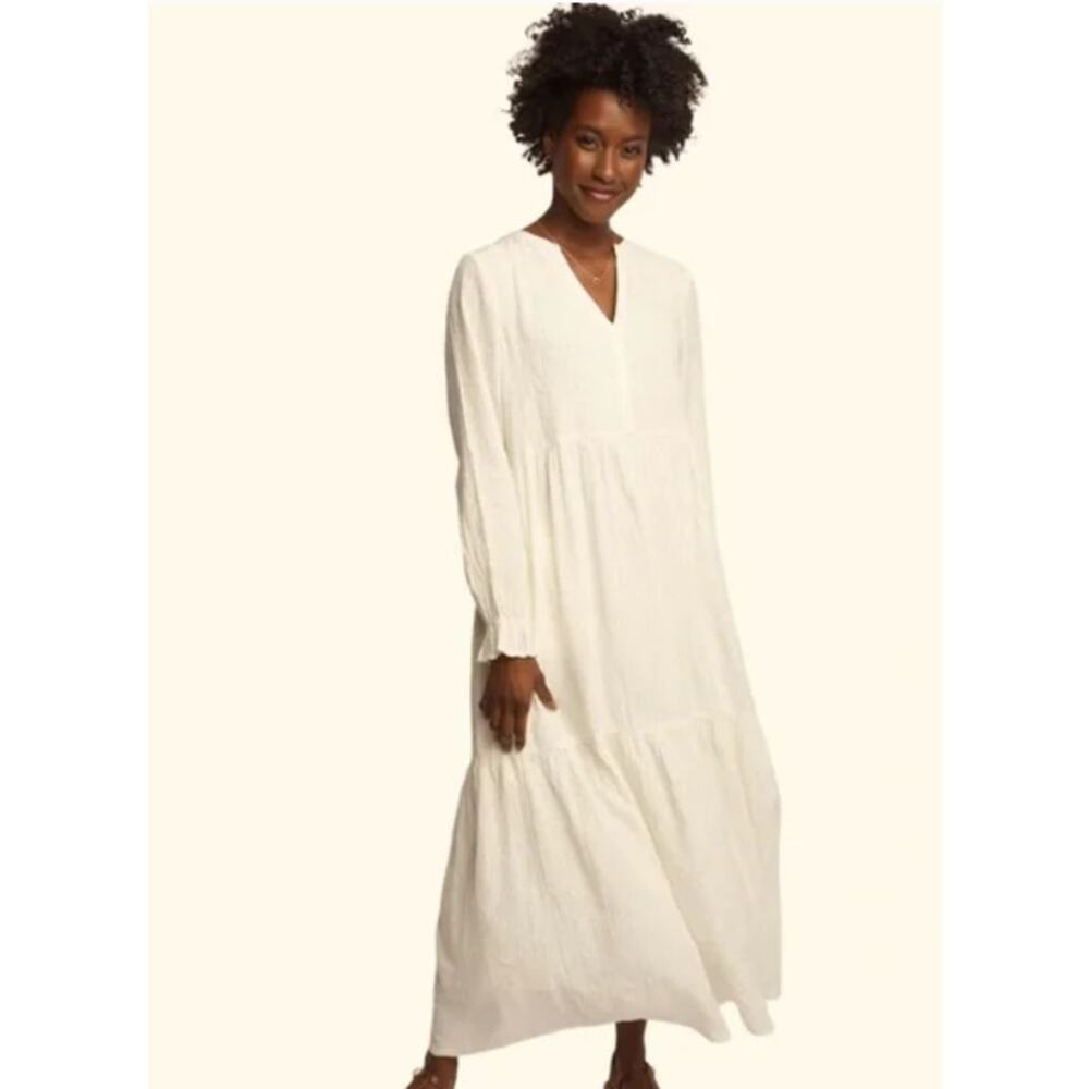 Able Dress Womens Size S Jane Maxi Local Global Antique Yellow White Tiered‎